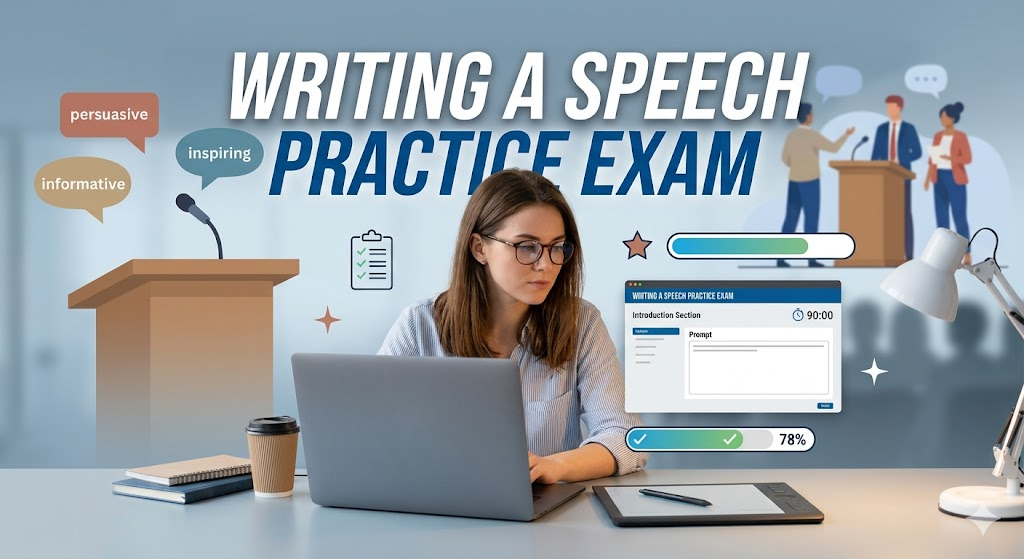 Writing a Speech Practice Test Banner