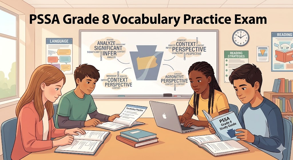 Pennsylvania System of School Assessment (PSSA) Vocabulary – Grade 8 Practice Test Banner
