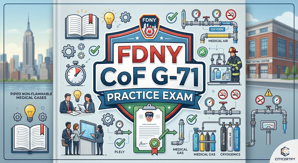 FDNY CoF Supervision of Piped Non-Flammable Medical Gases (G-71) Practice Exam Banner