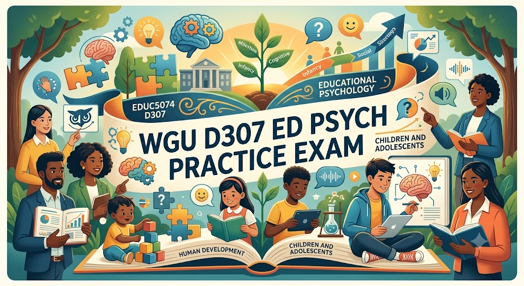 Western Governors University (WGU) EDUC5074 D307 Educational Psychology and Human Development of Children and Adolescents Practice Exam Banner