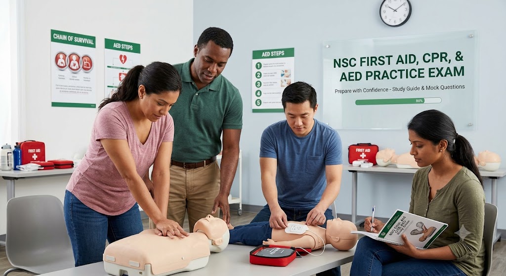 NSC First Aid, CPR and AED Practice Test Banner