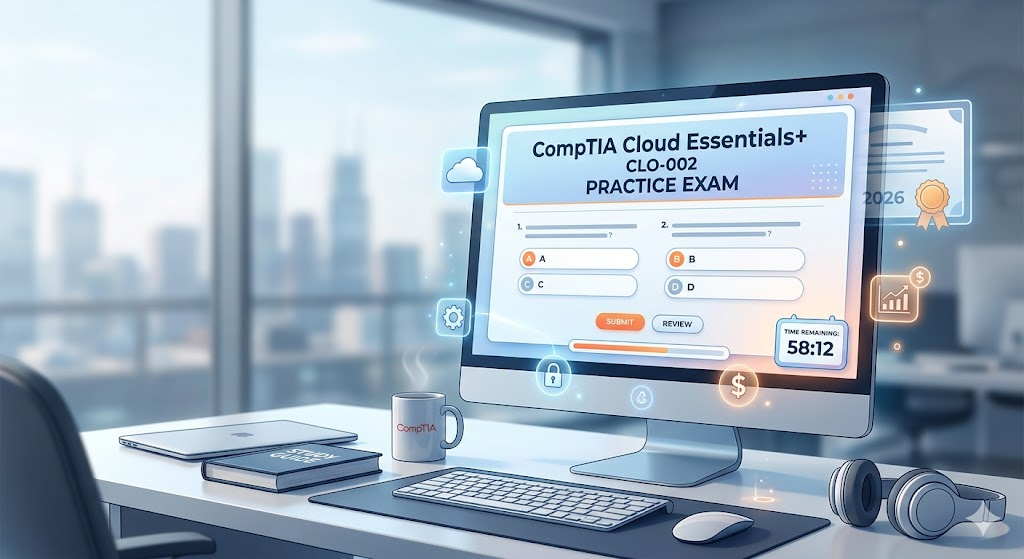 CompTIA Cloud Essentials+ CLO-002 Practice Test 2026 | Real Exam Questions Banner