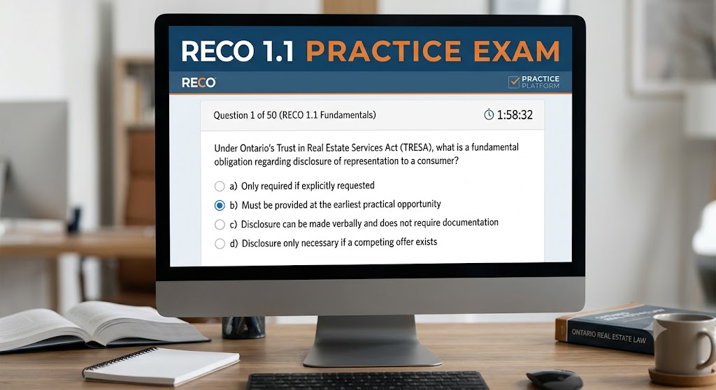 Real Estate Council of Ontario (RECO) 1.1 Practice Exam Banner