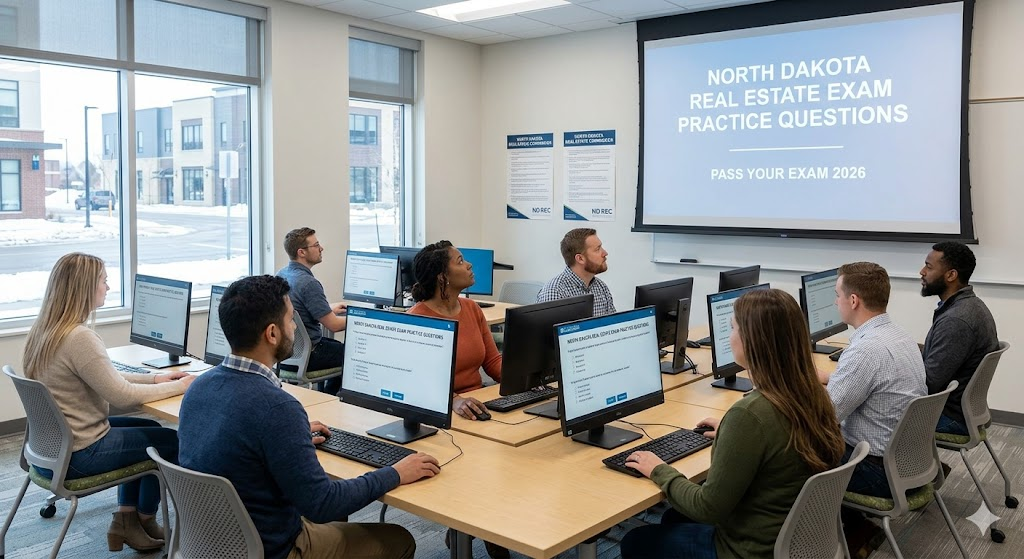 North Dakota Real Estate Exam Prep 2026 | Real Estate Practice Questions Banner