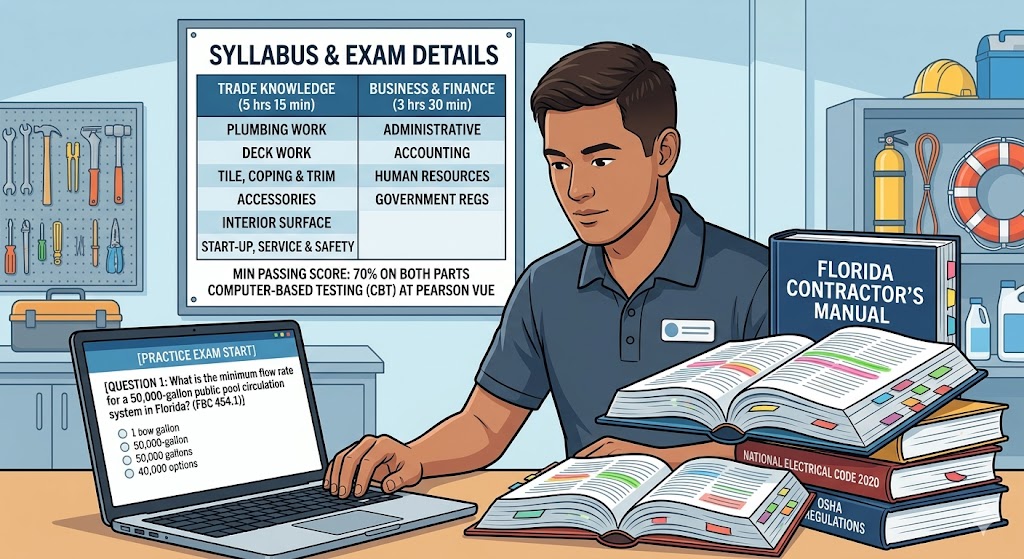 Florida State Service and Repair Pool Contractor Practice Exam Banner