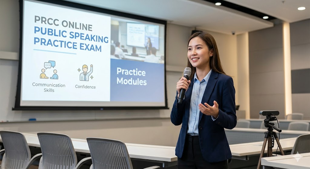 PRCC Online Public Speaking Practice Exam Banner