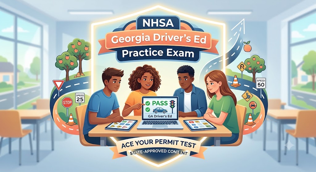 NHSA Georgia Driver's Ed Practice Exam Banner