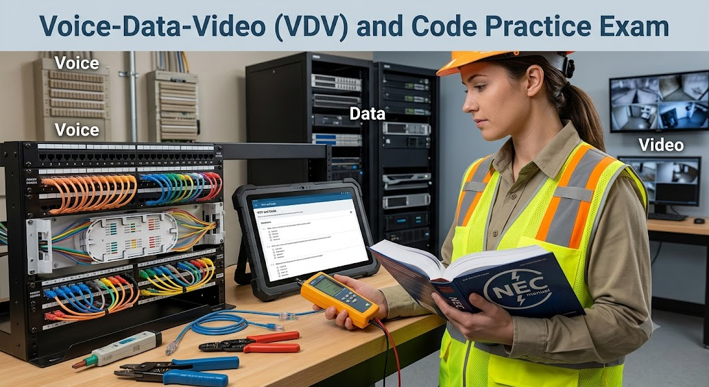 Voice-Data-Video (VDV) and Code Practice Test Banner