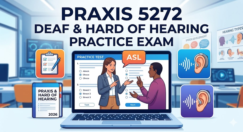 Praxis Special Education Education of Deaf and Hard of Hearing Students 5272 Practice Test 2026 | Exam Prep Questions Banner