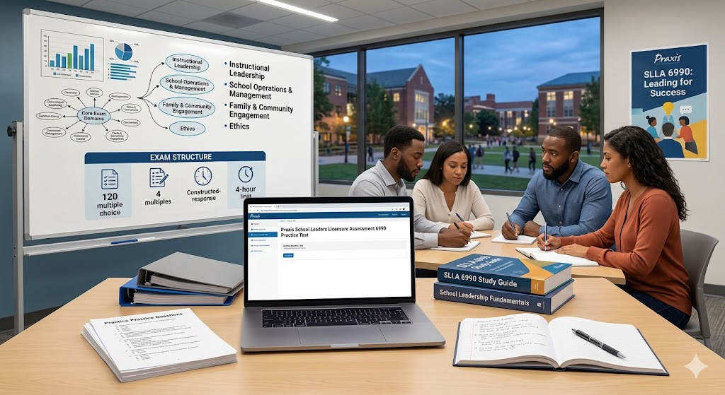 Praxis School Leaders Licensure Assessment 6990 Practice Test 2026 | Exam Prep Questions Banner