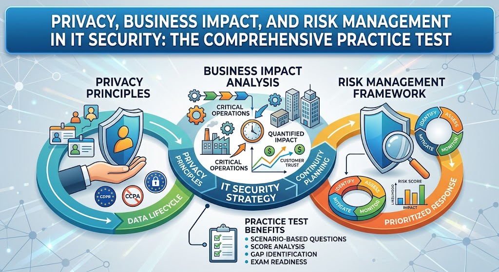 Privacy, Business Impact, and Risk Management in IT Security Practice Test Banner