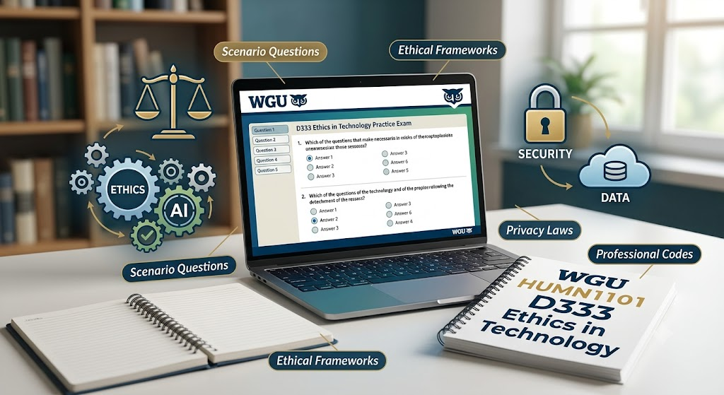 Western Governors University (WGU) HUMN1101 D333 Ethics in Technology Practice Exam Banner