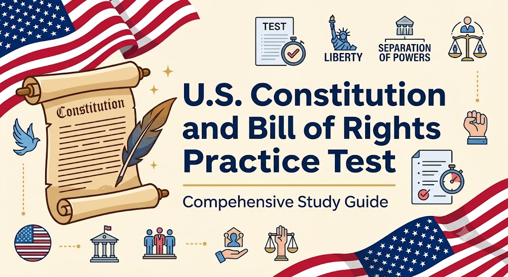 U.S. Constitution and Bill of Rights Practice Test Banner
