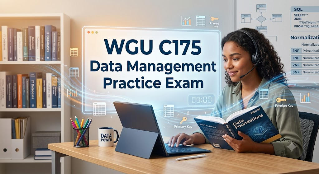 Western Governors University (WGU) ITEC2104 C175 Data Management - Foundations Practice Exam Banner