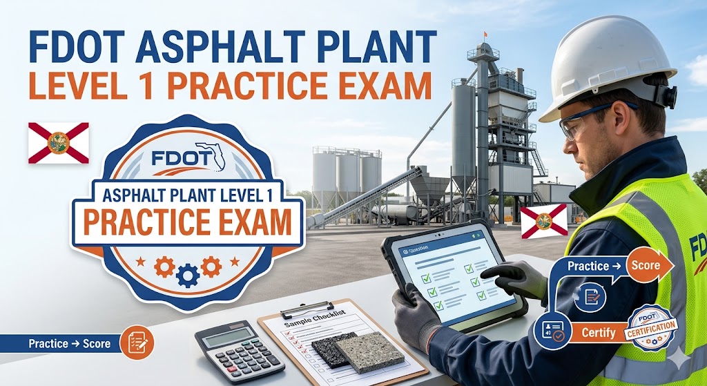 FDOT Asphalt Plant Level 1 Practice Exam Banner