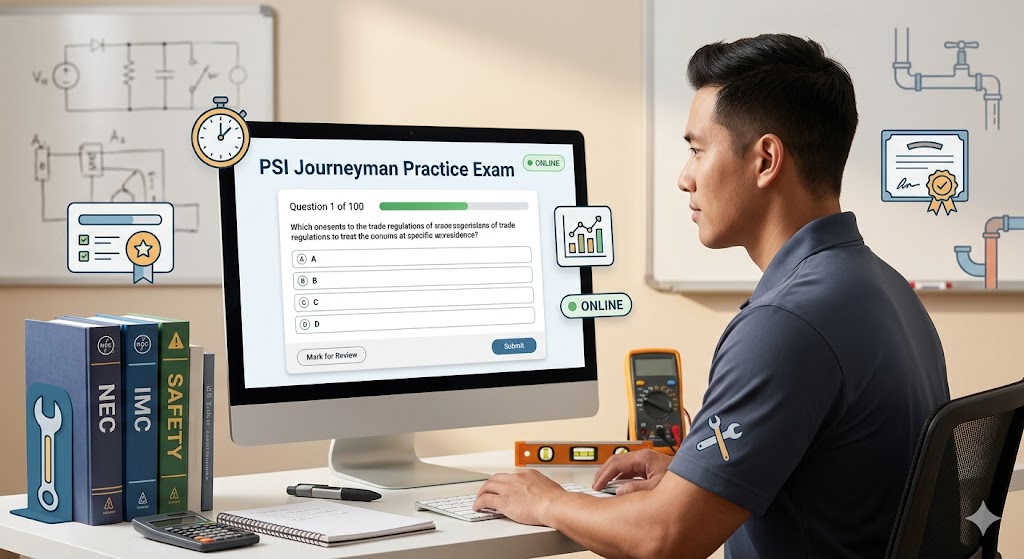 PSI Journeyman Online Practice Exam Banner