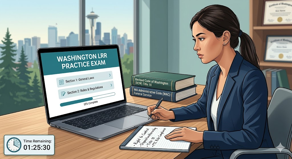 Washington Funeral Director Laws, Rules, Regulations (LRR) Practice Exam Banner