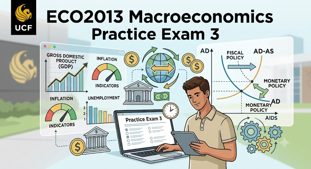 University of Central Florida (UCF) ECO2013 Principles of Macroeconomics Practice Exam 3 Banner