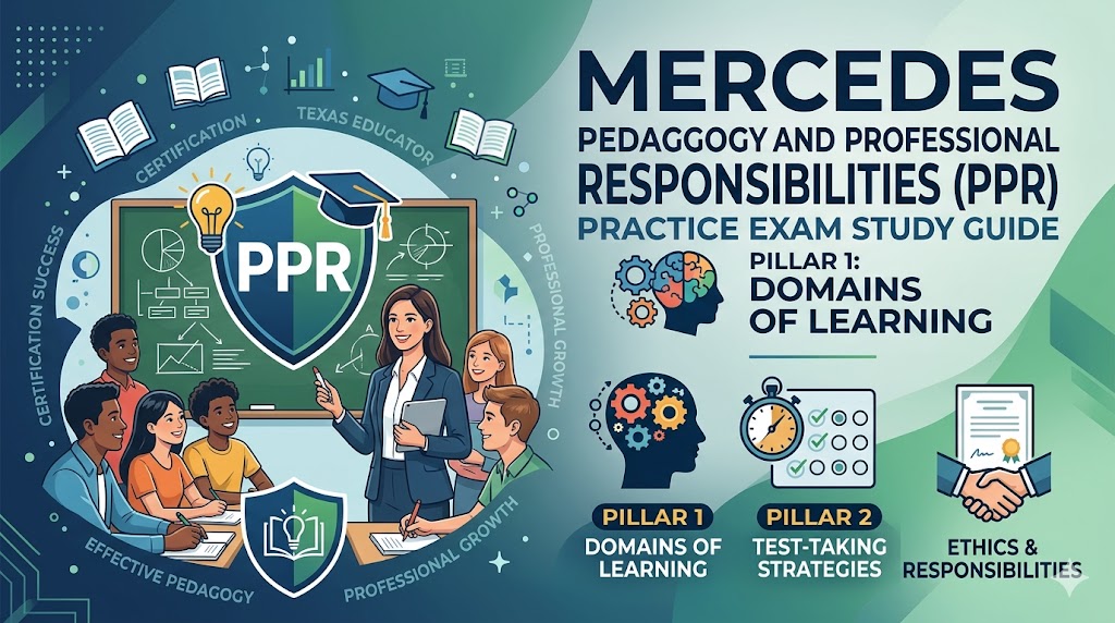 Mercedes Pedagogy and Professional Responsibilities (PPR) Practice Exam Banner