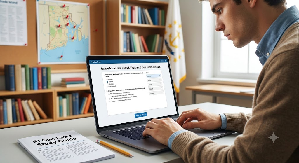 Rhode Island Gun Laws & Firearms Safety Practice Exam Banner
