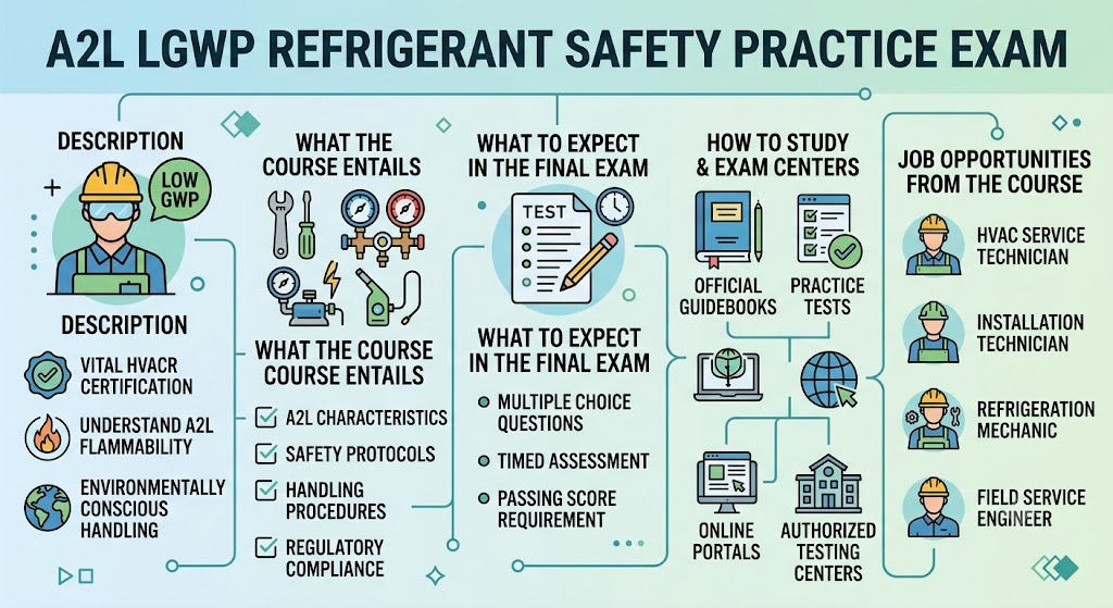 A2L Low Global Warming Potential (LGWP) Refrigerant Safety & Handling Practice Test Banner
