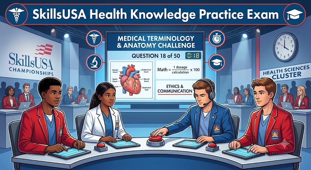 SkillsUSA Health Knowledge Practice Exam Banner