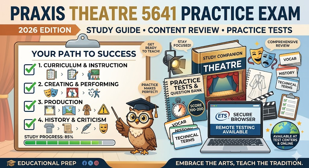 Praxis Theatre 5641 Practice Test 2026 | Exam Prep Questions Banner