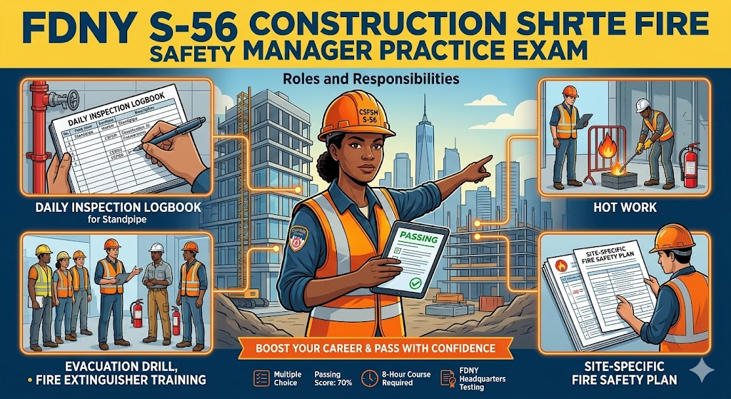 FDNY CoF – Construction Site Fire Safety Manager (S-56): Roles and Responsibilities Practice Test Banner