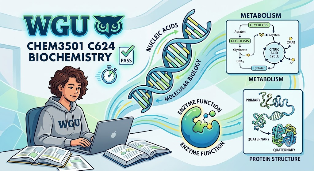 Western Governors University (WGU) CHEM3501 C624 Biochemistry Objective Assessment Practice Exam Banner