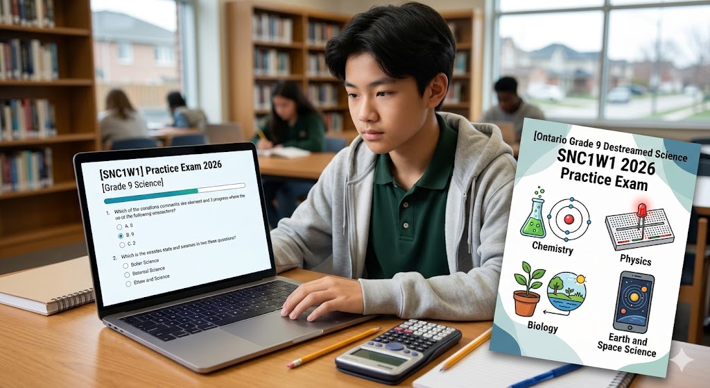 Ontario Grade 9 Destreamed Science (SNC1W1) 2026 Practice Exam Banner
