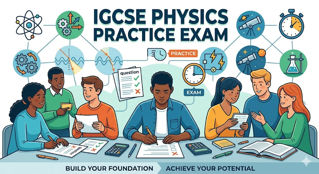 International General Certificate of Secondary Education (IGCSE) Physics Practice Exam Banner