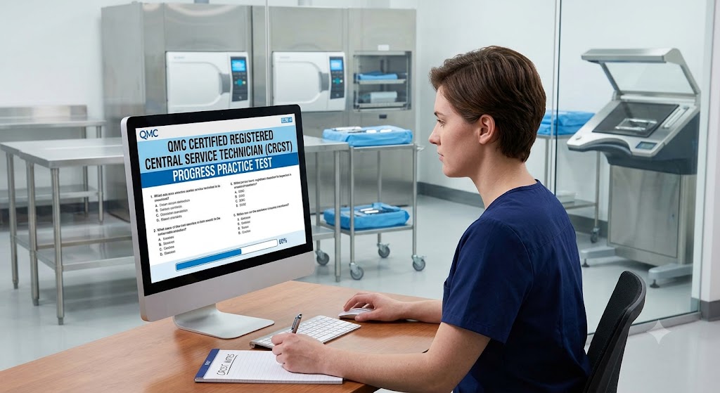 QMC Certified Registered Central Service Technician (CRCST) Progress Practice Test Banner
