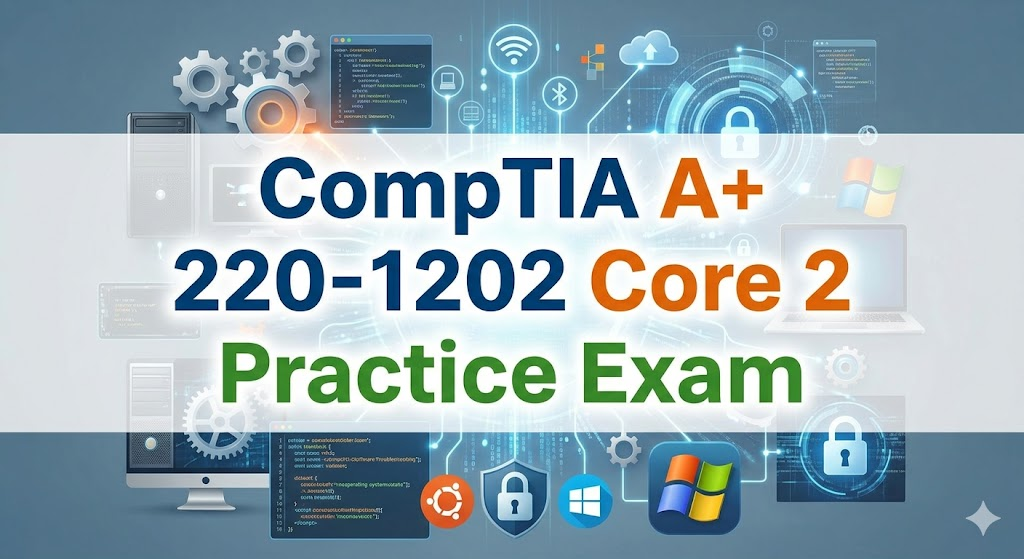 CompTIA A+ 220-1202 Core 2 Practice Test 2026 | Real Exam Questions Banner