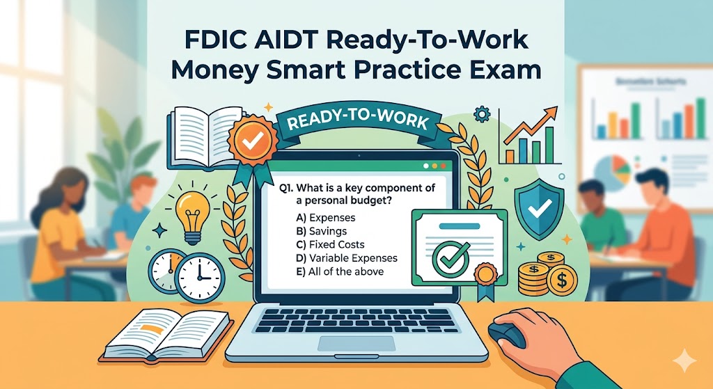FDIC AIDT Ready-To-Work (RTW) – Money Smart Practice  Exam Banner