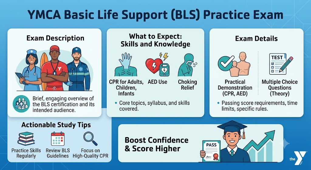 YMCA Basic Life Support (BLS) Training Practice Test Banner