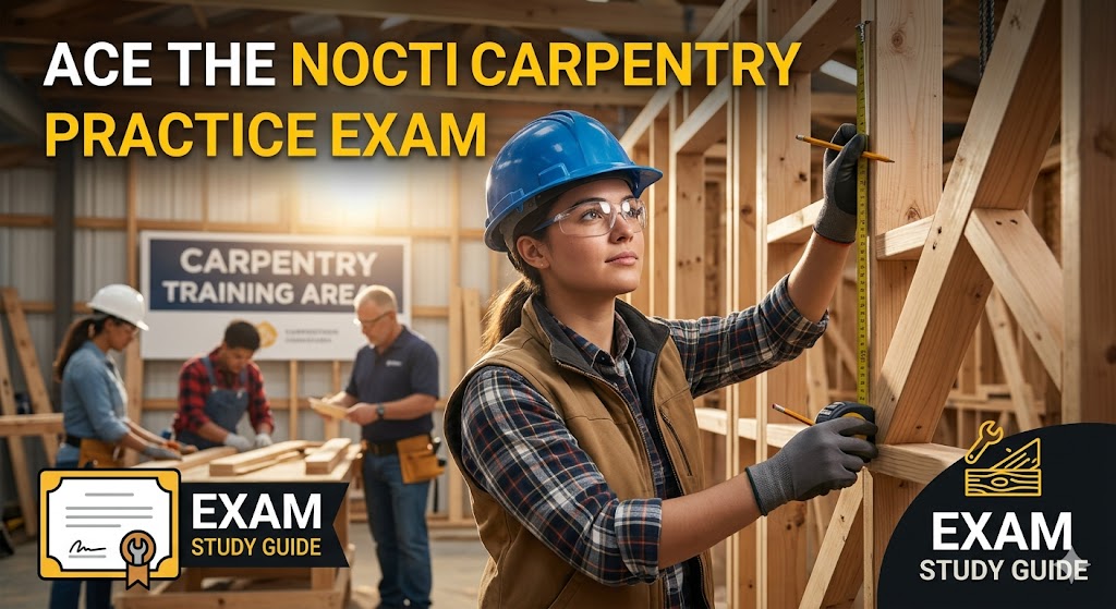 NOCTI Carpentry Practice Exam Study Guide Banner