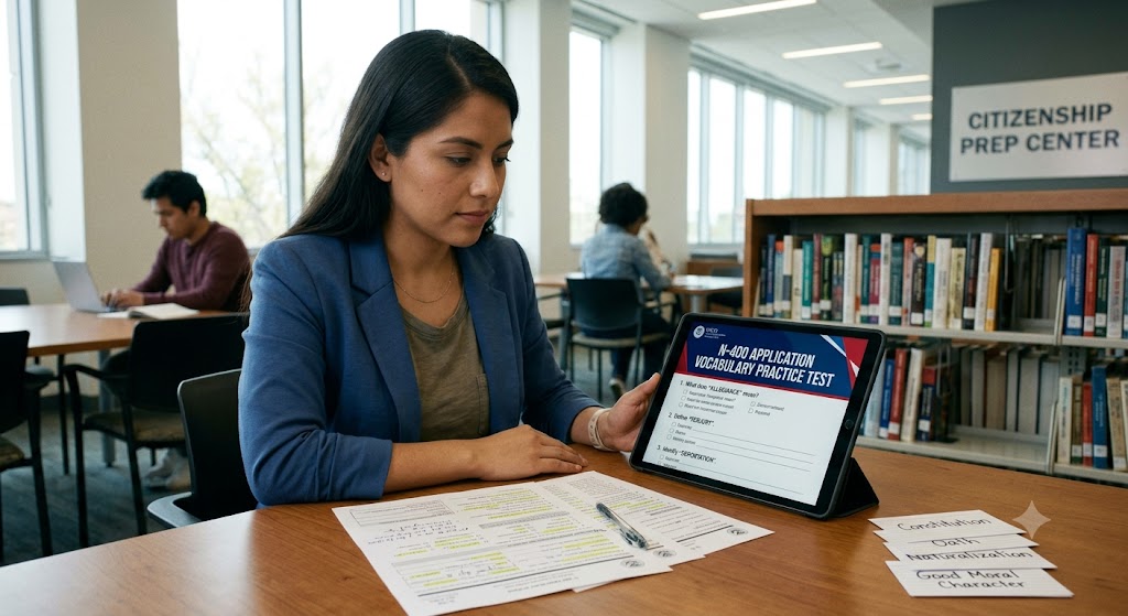 USCIS N-400 Application Vocabulary Practice Test Banner