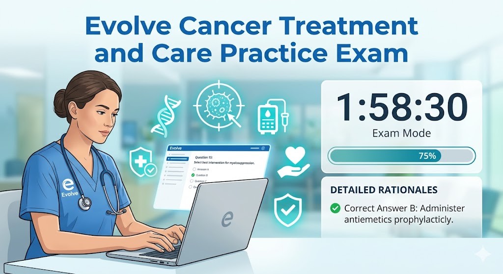 Evolve Cancer Treatment and Care Practice Exam Banner