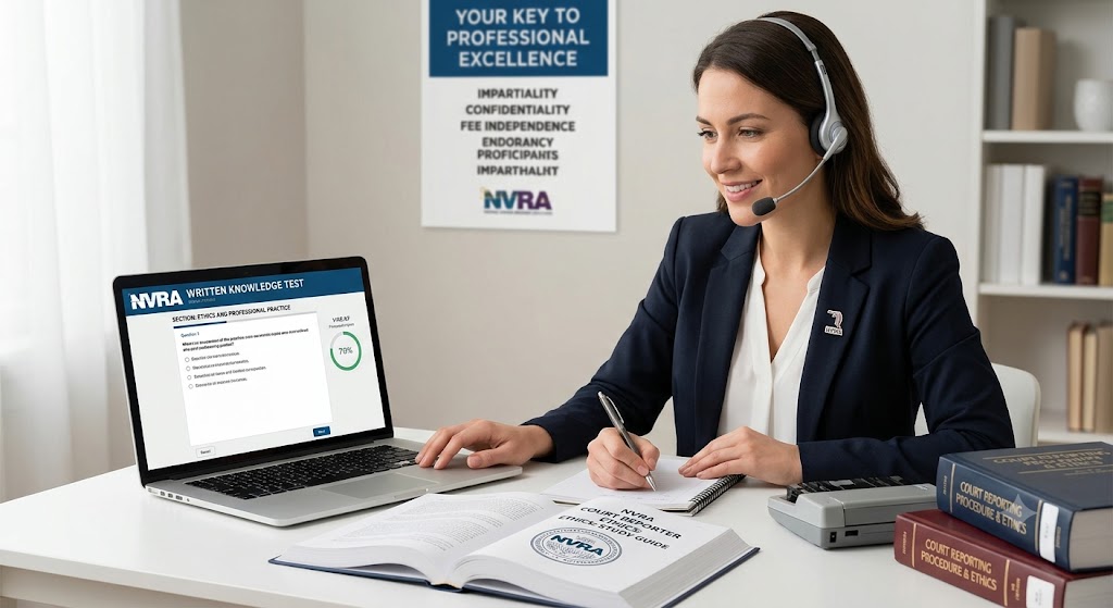 NVRA Court Reporter Ethics and Professional Practice Exam Banner