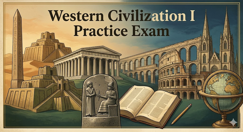 Western Civilization I Ancient Near East to 1648 Practice Test 2026 | Exam Prep Questions and Answers Banner