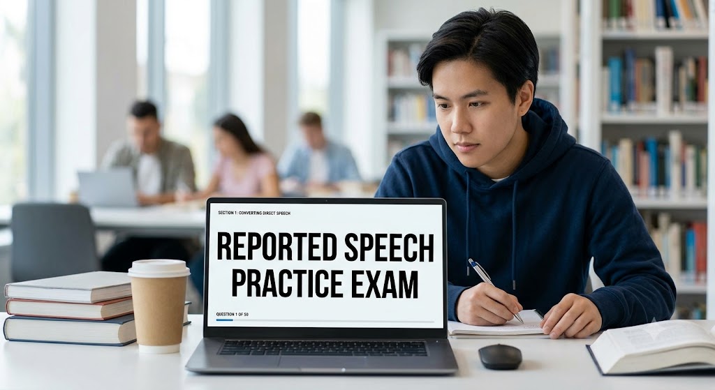 Reported Speech Practice Exam Banner