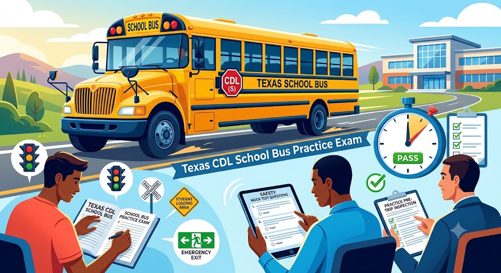 Texas CDL School Bus Practice Exam Banner