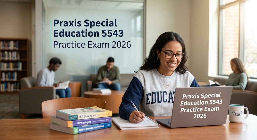 Praxis Special Education Core Knowledge and Mild to Moderate Applications 5543 Practice Test 2026 | Exam Prep Questions Banner