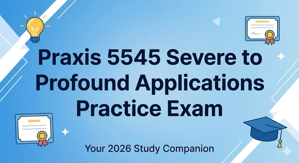 Praxis Core Knowledge and Severe to Profound Applications 5545 Practice Test 2026 | Exam Prep Questions Banner