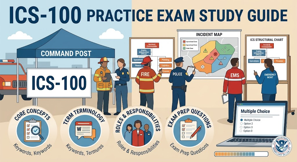 Introduction to the Incident Command System (ICS-100) Practice Exam Banner
