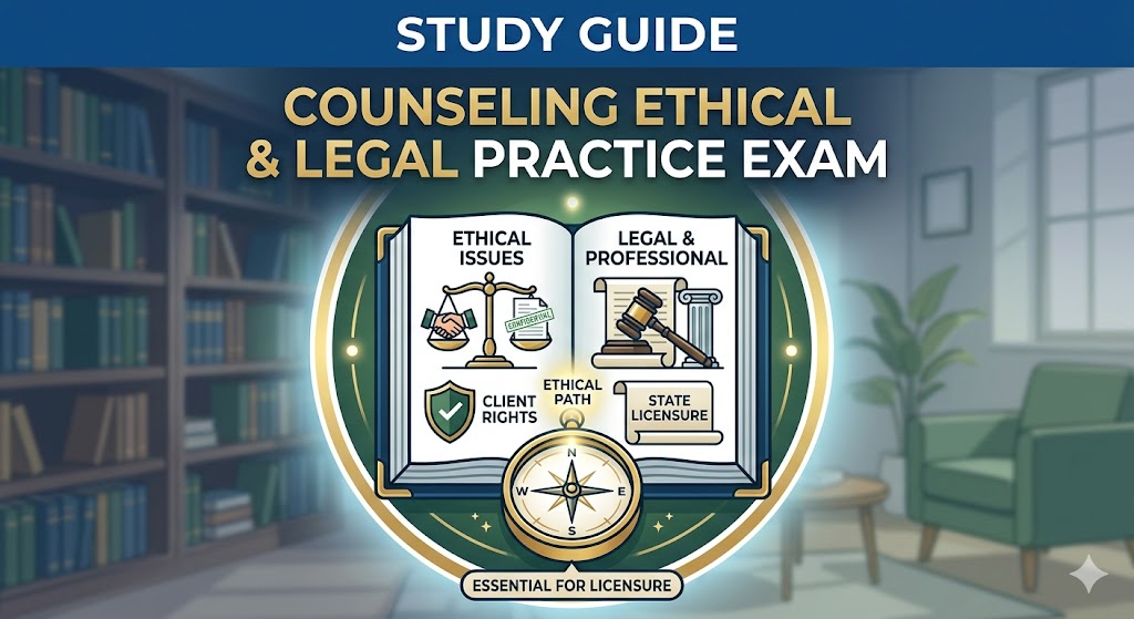 Ethical, Legal, and Professional Issues in Counseling Practice Exam Banner