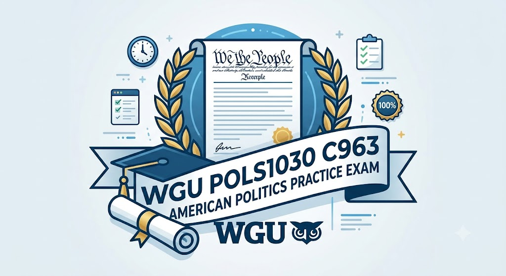 Western Governors University (WGU) POLS1030 C963 American Politics and the US Constitution Pre Assesment Practice Banner