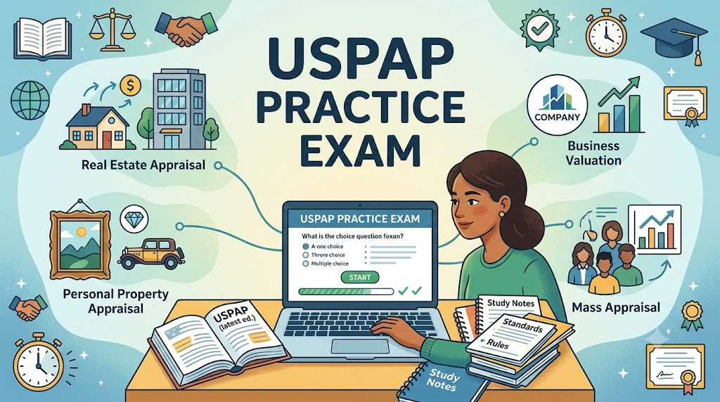 Uniform Standards of Professional Appraisal Practice (USPAP) Practice Exam Banner