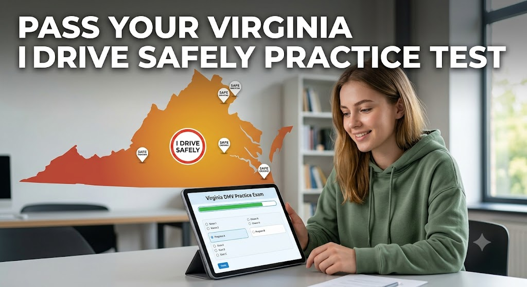 Virginia I Drive Safely Practice Exam Banner