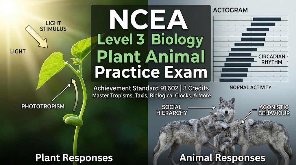 NCEA Level 3 Biology – Plant and Animal Responses (AS91602) Practice Exam Banner
